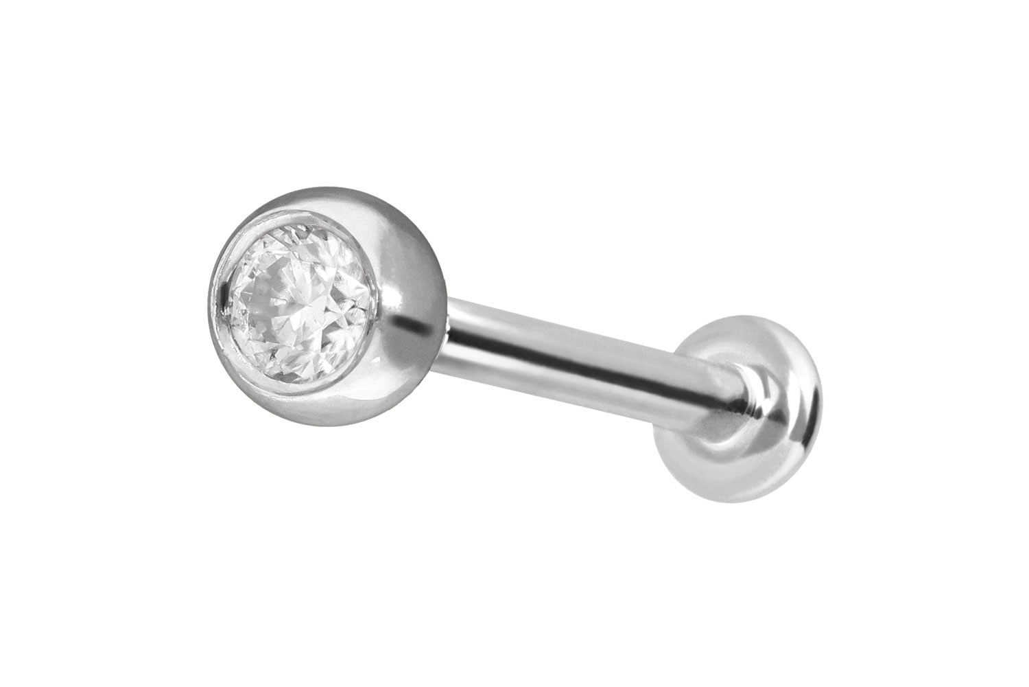 14 Karat Gold Labret Piercing mit Push Fit MOISSANIT